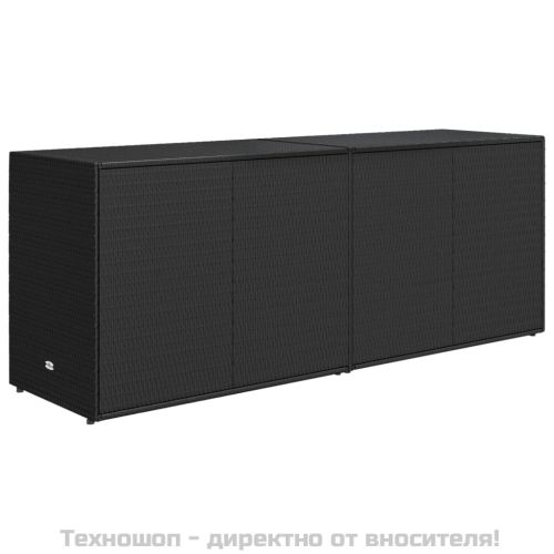 Градински шкаф за съхранение, черен, 198x55,5x80 см, полиратан