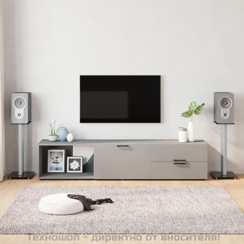 Стойки за тонколони 2 бр сребристо/черно закалено стъкло