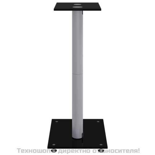 Стойки за тонколони 2 бр сребристо/черно закалено стъкло