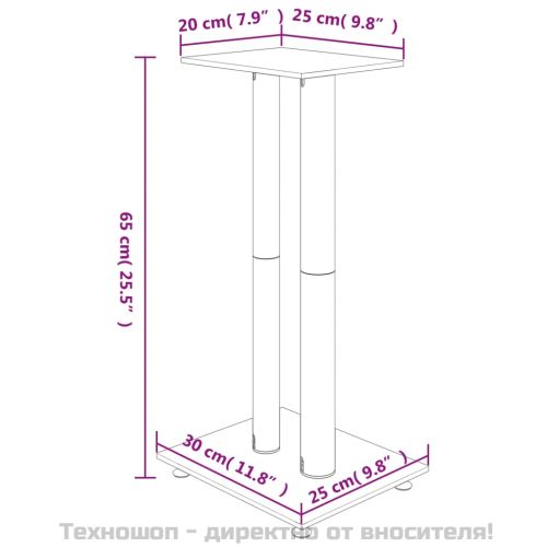 Стойки за тонколони 2 бр сребристо/черно закалено стъкло