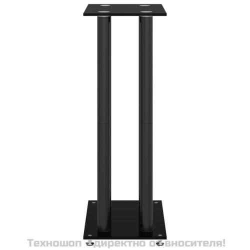 Стойки за тонколони 2 бр черни закалено стъкло дизайн 4 стълба