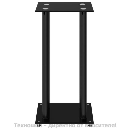 Стойки за тонколони 2 бр черни закалено стъкло дизайн 4 стълба