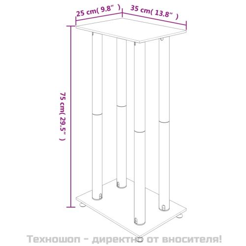 Стойки за тонколони 2 бр черни закалено стъкло дизайн 4 стълба