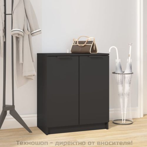 Шкаф за обувки, черен, 59x35x70 см, инженерно дърво
