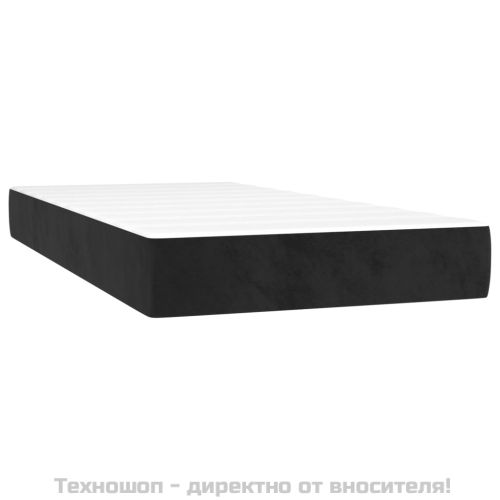 Боксспринг легло с матрак, черно, 90x200 см, кадифе