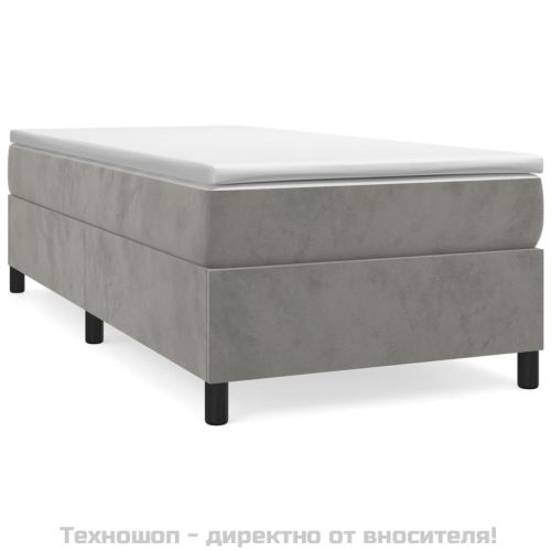 Боксспринг легло с матрак, светлосиво, 90x200 см, кадифе