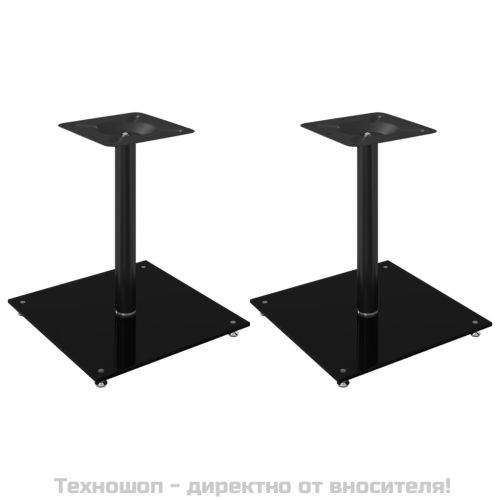 Стойки за тонколони 2 бр черни закалено стъкло дизайн 1 стълб