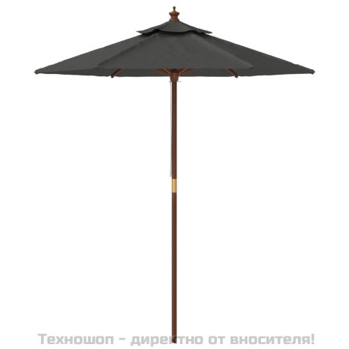 Градински чадър с дървен прът, антрацит, 196x231 см