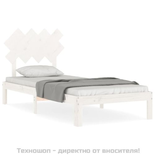 Рамка за легло без матрак, бял, 90x200 см, бор масив