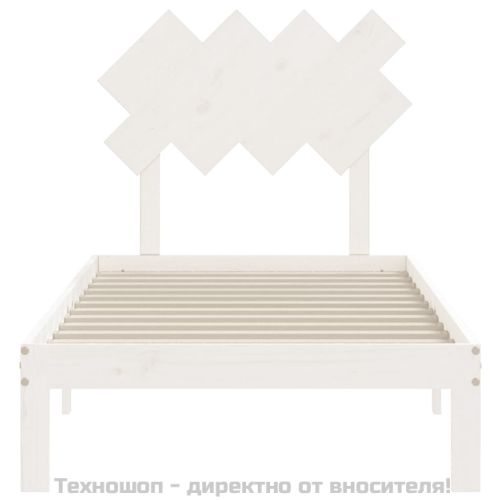 Рамка за легло без матрак, бял, 90x200 см, бор масив