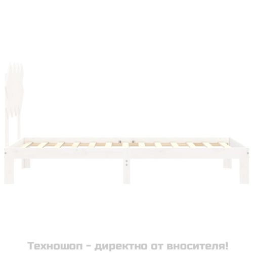 Рамка за легло без матрак, бял, 90x200 см, бор масив