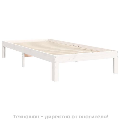 Рамка за легло без матрак, бял, 90x200 см, бор масив