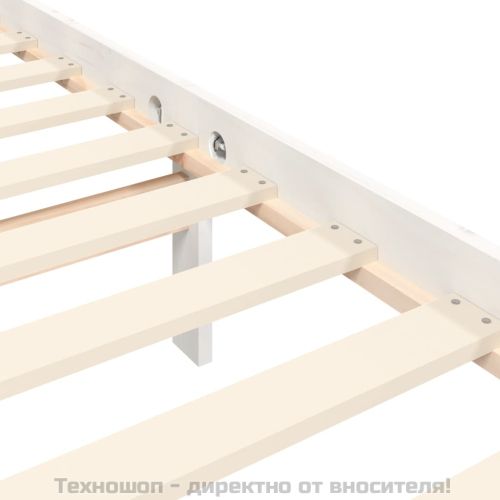 Рамка за легло с табла бяла Super King Size дърво масив