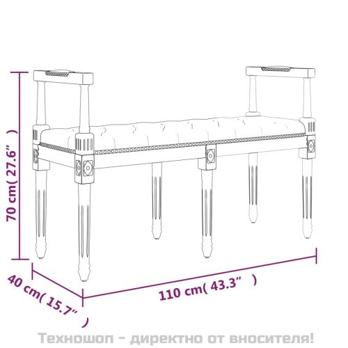 Пейка, светлосива, 110x40x70 см, кадифе