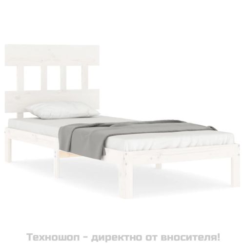 Рамка за легло без матрак, бял, 100x200 см, бор масив
