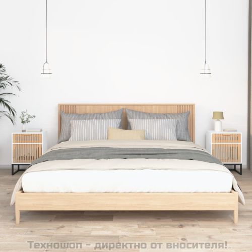 Нощни шкафчета 2 бр бели 40x30x55,5 см инженерно дърво и желязо