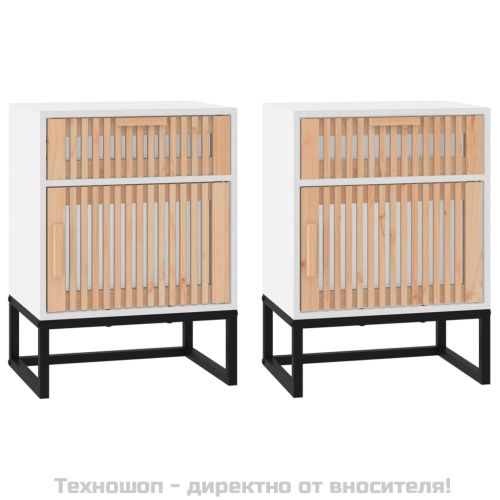 Нощни шкафчета 2 бр бели 40x30x55,5 см инженерно дърво и желязо