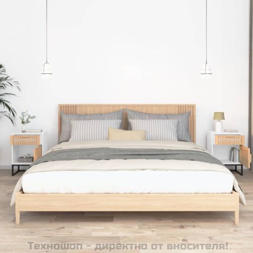 Нощни шкафчета 2 бр бели 40x30x55,5 см инженерно дърво и желязо