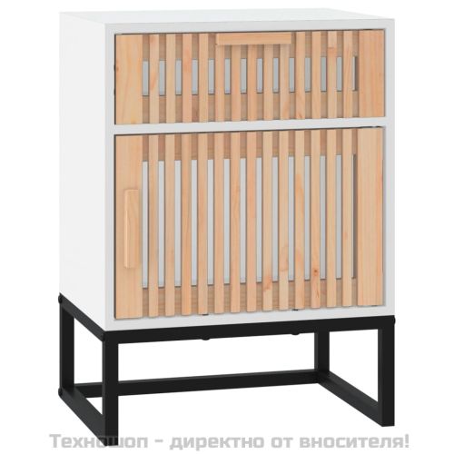 Нощни шкафчета 2 бр бели 40x30x55,5 см инженерно дърво и желязо