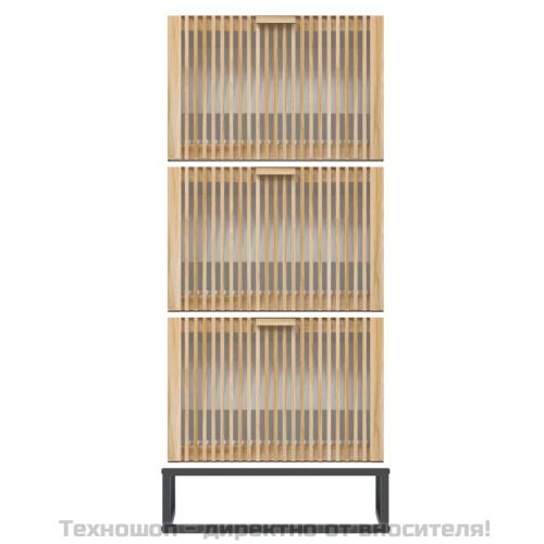 Шкаф за обувки, бял, 52x25x120 см, инженерно дърво