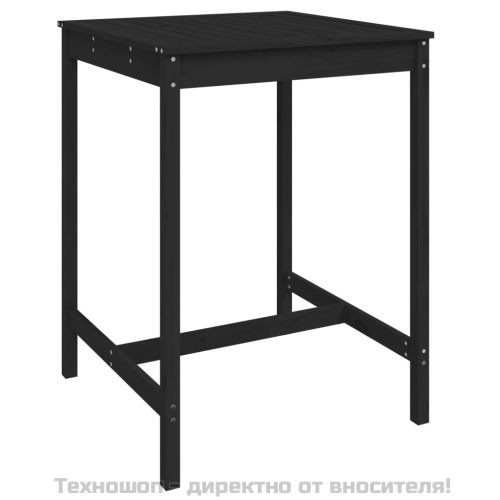Градински бар комплект от 5 части, черен, масивно дърво бор