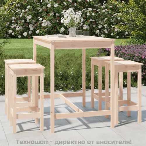 Градински бар комплект от 5 части, масивна борова дървесина