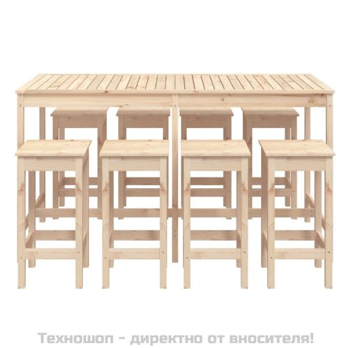 Градински бар комплект от 9 части, масивна борова дървесина