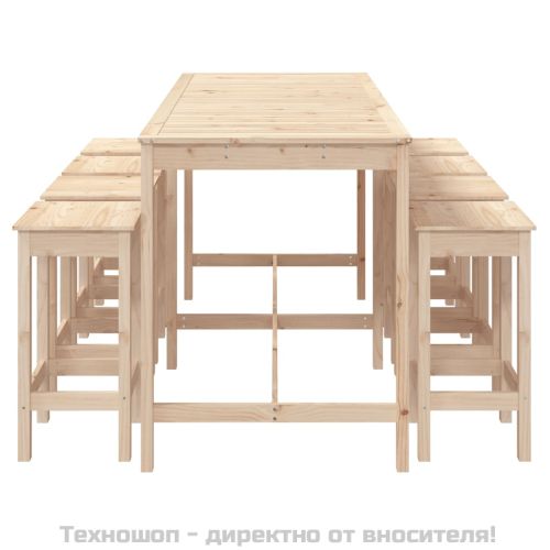 Градински бар комплект от 9 части, масивна борова дървесина