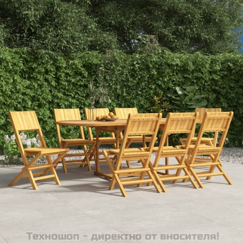 Сгъваеми градински столове, 8 бр, 47x61x90 см, тик масив