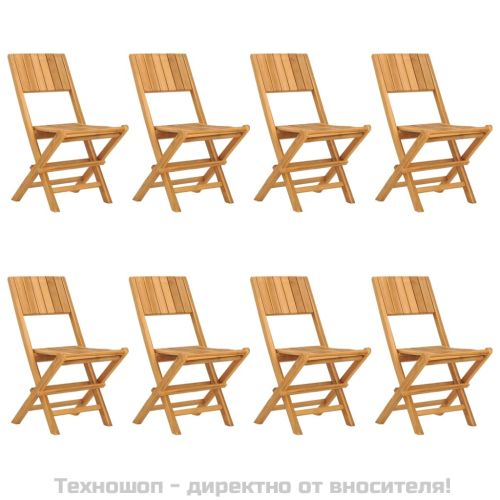 Сгъваеми градински столове, 8 бр, 47x61x90 см, тик масив