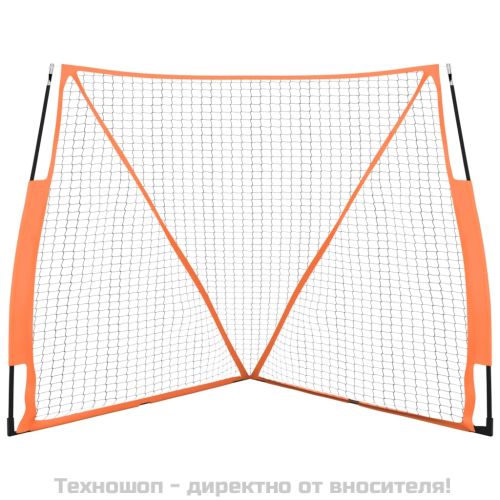 Преносима бейзболна мрежа оранжево-черна 183x182x183 см стомана
