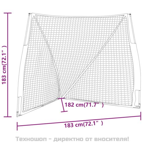 Преносима бейзболна мрежа оранжево-черна 183x182x183 см стомана