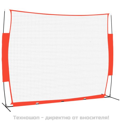 Преносима бейзболна мрежа червено-черна 369x107x271 см стомана