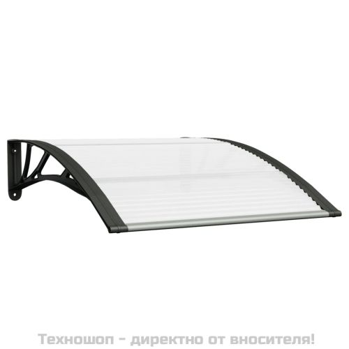 Навес за врата, черно и прозрачно, 100x75 см, поликарбонат