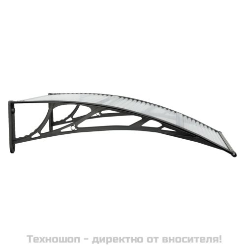 Навес за врата, черно и прозрачно, 100x75 см, поликарбонат