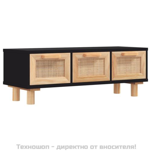 Кафе маса, черна, 80x40x30 см, инженерно дърво и бор масив