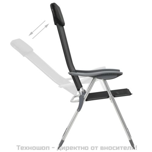 Сгъваеми къмпинг столове, 4 бр, черни, алуминий