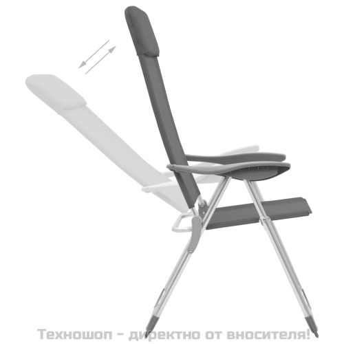 Сгъваеми къмпинг столове, 4 бр, сиви, алуминий