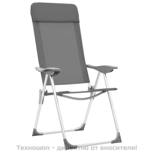 Сгъваеми къмпинг столове, 4 бр, сиви, алуминий