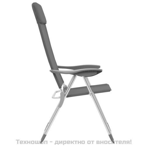 Сгъваеми къмпинг столове, 4 бр, сиви, алуминий