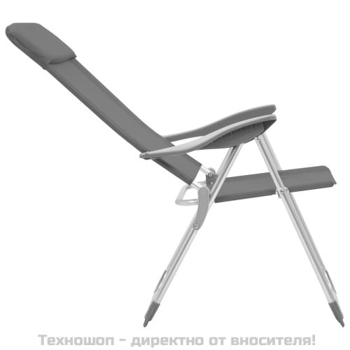 Сгъваеми къмпинг столове, 4 бр, сиви, алуминий