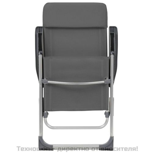 Сгъваеми къмпинг столове, 4 бр, сиви, алуминий