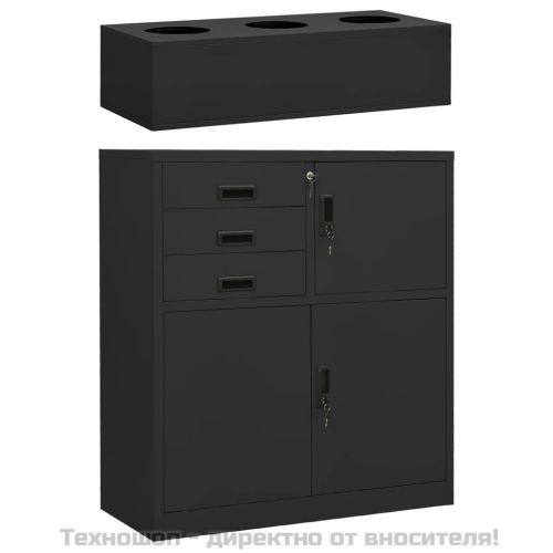 Офис шкаф с плантер, антрацит, 90x40x125 см, стомана