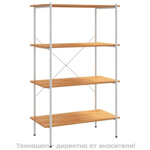 Етажерка с 4 рафта, бяло и дъб, 80x40x130 см