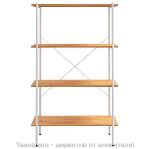 Етажерка с 4 рафта, бяло и дъб, 80x40x130 см