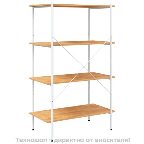 Етажерка с 4 рафта, бяло и дъб, 80x40x130 см