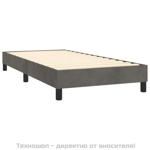 Боксспринг легло с матрак, тъмносиво, 80x200 см, кадифе