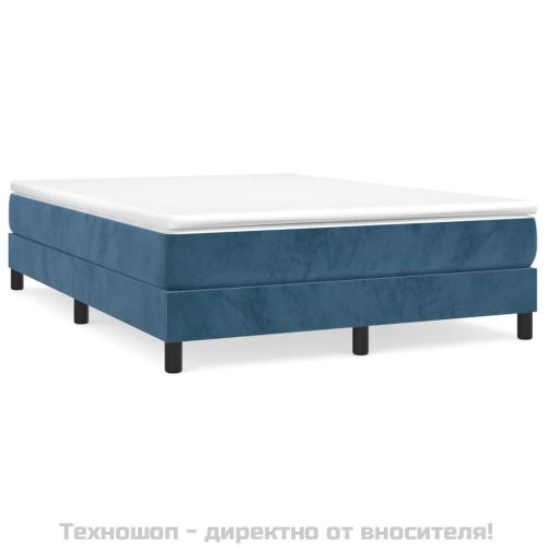 Боксспринг легло с матрак, тъмносиньо, 140x200 см, кадифе