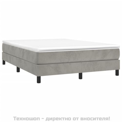 Боксспринг легло с матрак, светлосиво, 140x200 см, кадифе