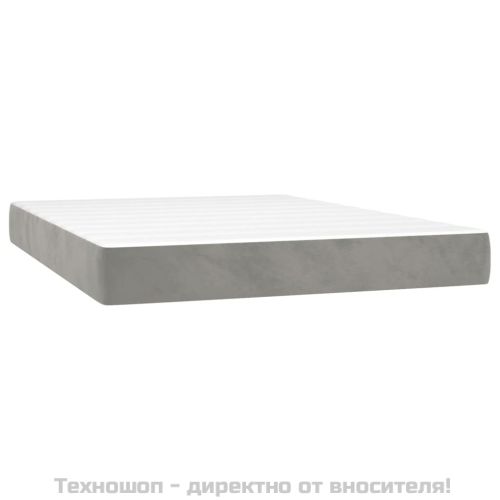 Боксспринг легло с матрак, светлосиво, 140x200 см, кадифе
